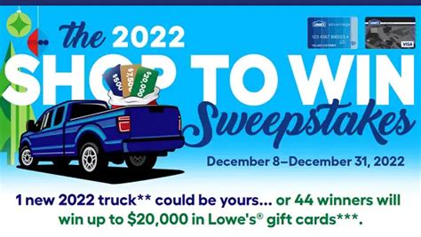 win lowes gift card|Synchrony 2022 Shop to Win Sweepstakes: Win Truck or Lowe’s Gift Card.